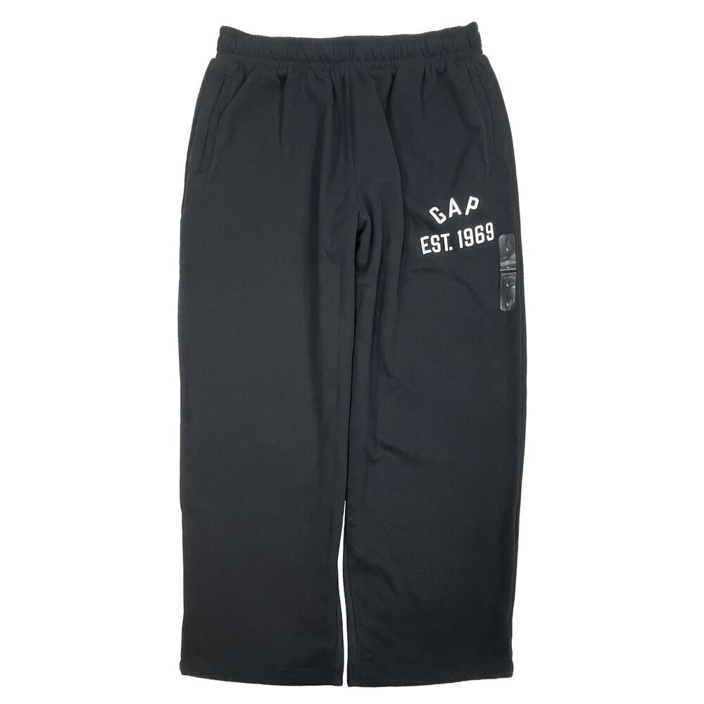 GAP Men's Baggy Fit Logo Pants Sz L New $60 Black Relaxed Fleece Lounge Sweats - Picture 2 of 9